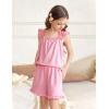 Arshiner Girls Pajamas Ruffle Tank Top and Shorts Sets Soft Cute 2 Piece Sleepwear for Kids(Pink)