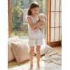 Arshiner Girls Pajamas Ruffle Tank Top and Shorts Sets Soft Cute 2 Piece Sleepwear for Kids(Purple Flowers)