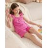 Arshiner Girls Pajamas Ruffle Tank Top and Shorts Sets Soft Cute 2 Piece Sleepwear for Kids(Rose Red)