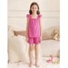 Arshiner Girls Pajamas Ruffle Tank Top and Shorts Sets Soft Cute 2 Piece Sleepwear for Kids(Rose Red)