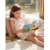 Arshiner Girls Pajamas Ruffle Tank Top and Shorts Sets Soft Cute 2 Piece Sleepwear for Kids(White Flowers)