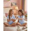 Arshiner Girls Pajamas Summer Outfit Kids Shorts Sets Button Down Loungewear Pjs(Blue Plaid Cherry)