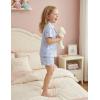 Arshiner Girls Pajamas Summer Outfit Kids Shorts Sets Button Down Loungewear Pjs(Blue Plaid Cherry)