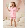 Arshiner Girls Pajamas Summer Outfit Kids Shorts Sets Button Down Loungewear Pjs(Pink Plaid Bow)