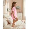 Arshiner Girls Pajamas Summer Outfit Kids Shorts Sets Button Down Loungewear Pjs(Pink Plaid Bow)