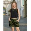 Arshiner Girls Summer Outfits 2 Piece Short Sets Sleeveless Tops and Shorts with Pockets Kids Clothes(Black&camouflage)
