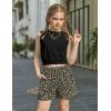 Arshiner Girls Summer Outfits 2 Piece Short Sets Sleeveless Tops and Shorts with Pockets Kids Clothes(Black&leopard)