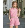 Arshiner Girls Summer Outfits 2 Piece Short Sets Sleeveless Tops and Shorts with Pockets Kids Clothes(Dark Pink)