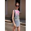 Arshiner Girls Summer Outfits 2 Piece Short Sets Sleeveless Tops and Shorts with Pockets Kids Clothes(Grey&pink)