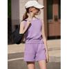 Arshiner Girls Summer Outfits 2 Piece Short Sets Sleeveless Tops and Shorts with Pockets Kids Clothes(Light Purple)