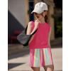 Arshiner Girls Summer Outfits 2 Piece Short Sets Sleeveless Tops and Shorts with Pockets Kids Clothes(Pink&strips)
