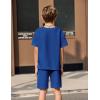 Arshiner Kids Boy Drop Shoulder Tee & Drawstring Waist Shorts With Chain Necklace(Royal Blue)