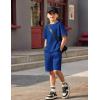 Arshiner Kids Boy Drop Shoulder Tee & Drawstring Waist Shorts With Chain Necklace(Royal Blue)