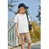 Arshiner Kids Boy Drop Shoulder Tee & Drawstring Waist Shorts With Chain Necklace(White & Khaki)