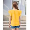 Arshiner Kids Girls Yellow Shirt Casual Short/Long Sleeve Shirts Kids Loose Tunic Tops Ruffle Cotton Tee Blouses