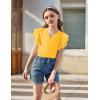 Arshiner Kids Girls Yellow Shirt Casual Short/Long Sleeve Shirts Kids Loose Tunic Tops Ruffle Cotton Tee Blouses