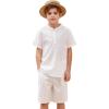 Arshiner Boy’s 2 Pieces Linen Set Casual Henley Shirts Short Sleeve Beach Shorts Summer Shorts Outfits 5-6 Years
