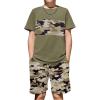 Arshiner Boys’ 2-Piece Cotton Outfit Color Block T-Shirt and Shorts Set Summer Camo Clothes for Kids 5-14 Years(Army Green)