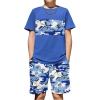 Arshiner Boys’ 2-Piece Cotton Outfit Color Block T-Shirt and Shorts Set Summer Camo Clothes for Kids 5-14 Years(Camo – Blue)