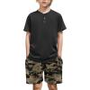 Arshiner Boy’s Henley T-Shirt and Shorts Set 2 Pieces Summer Clothing Outfits 10-11 Years Green & Camo