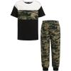Arshiner Boy’s Pants Set – 2 Piece ColorBlock Short Sleeve T-Shirt and Active Camo Pants Casual Clothing Outfits 10-11 Years