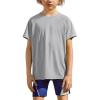 Arshiner Boys UPF 50+ Rash Guard Swim Shirts Short Sleeve Quick Dry UV Protection Sun Shirt for Boys and Girls(Light Grey)