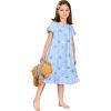 Arshiner Girls Nightgowns Sleepwear Short Sleeve Victorian Pajama Dress Soft Princess Sleepshirt for 3-12 Years Kids(Blue Little Flowers)
