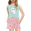 Arshiner Girls Pajamas Summer Ruffle Sleepwear Cute Tank Top and Shorts Set Pjs Outfit(Cat Yarn Ball)