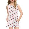 Arshiner Girls Pajamas Summer Ruffle Sleepwear Cute Tank Top and Shorts Set Pjs Outfit(White Strawberries)
