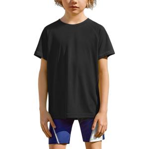 Arshiner Boys UPF 50+ Rash Guard Swim Shirts Short Sleeve Quick Dry UV Protection Sun Shirt for Boys and Girls(Black)