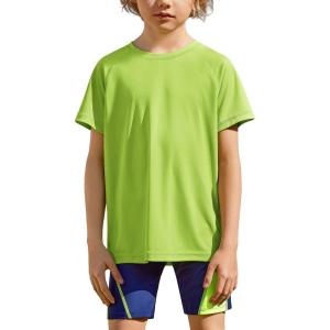 Arshiner Boys UPF 50+ Rash Guard Swim Shirts Short Sleeve Quick Dry UV Protection Sun Shirt for Boys and Girls(Lime Green)