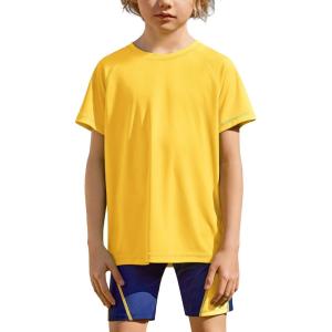 Arshiner Boys UPF 50+ Rash Guard Swim Shirts Short Sleeve Quick Dry UV Protection Sun Shirt for Boys and Girls(Yellow)