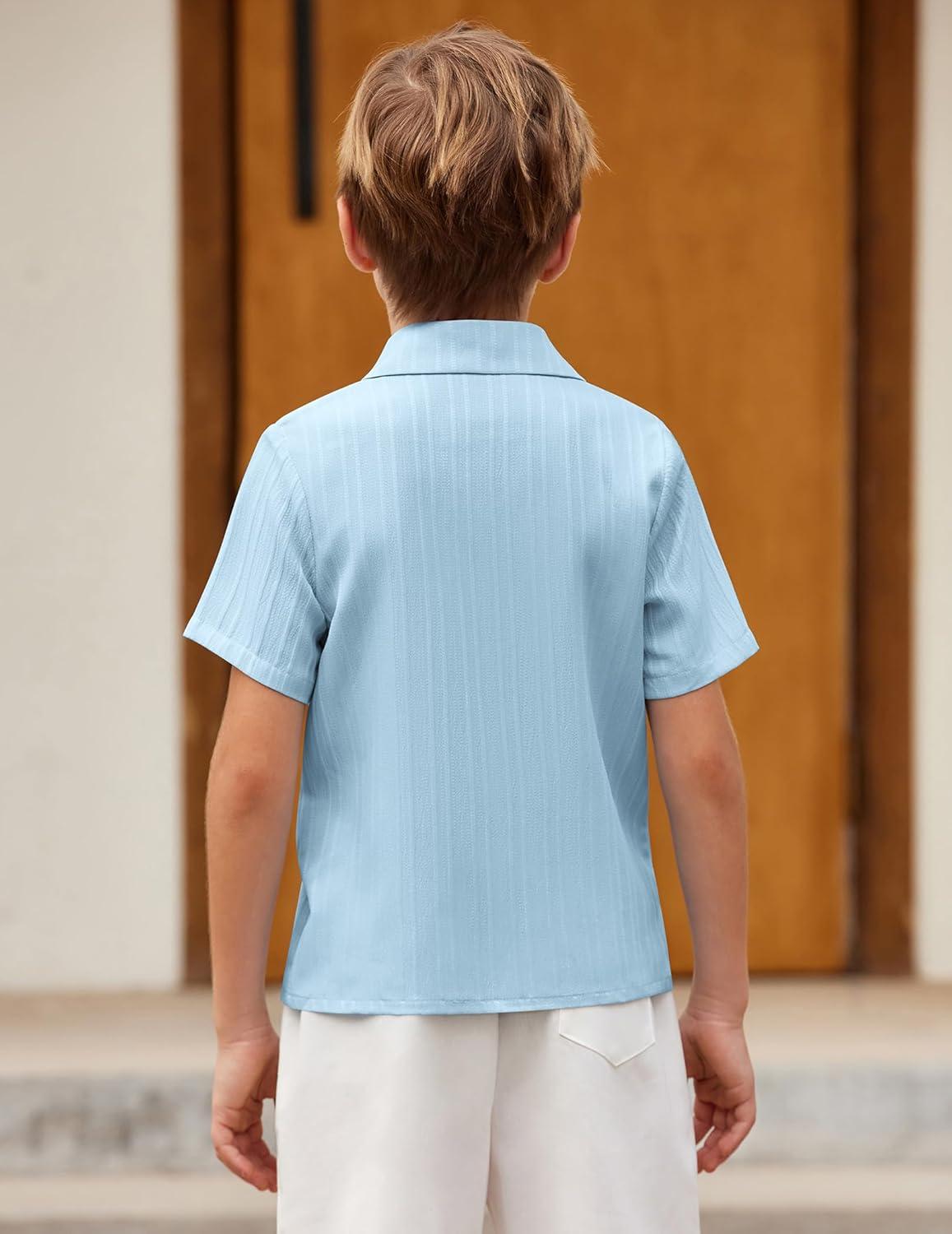 image:imageArshiner Boys Blue Button Down Shirt Casual Short Sleeve Summer Beach Shirt Size 161112years