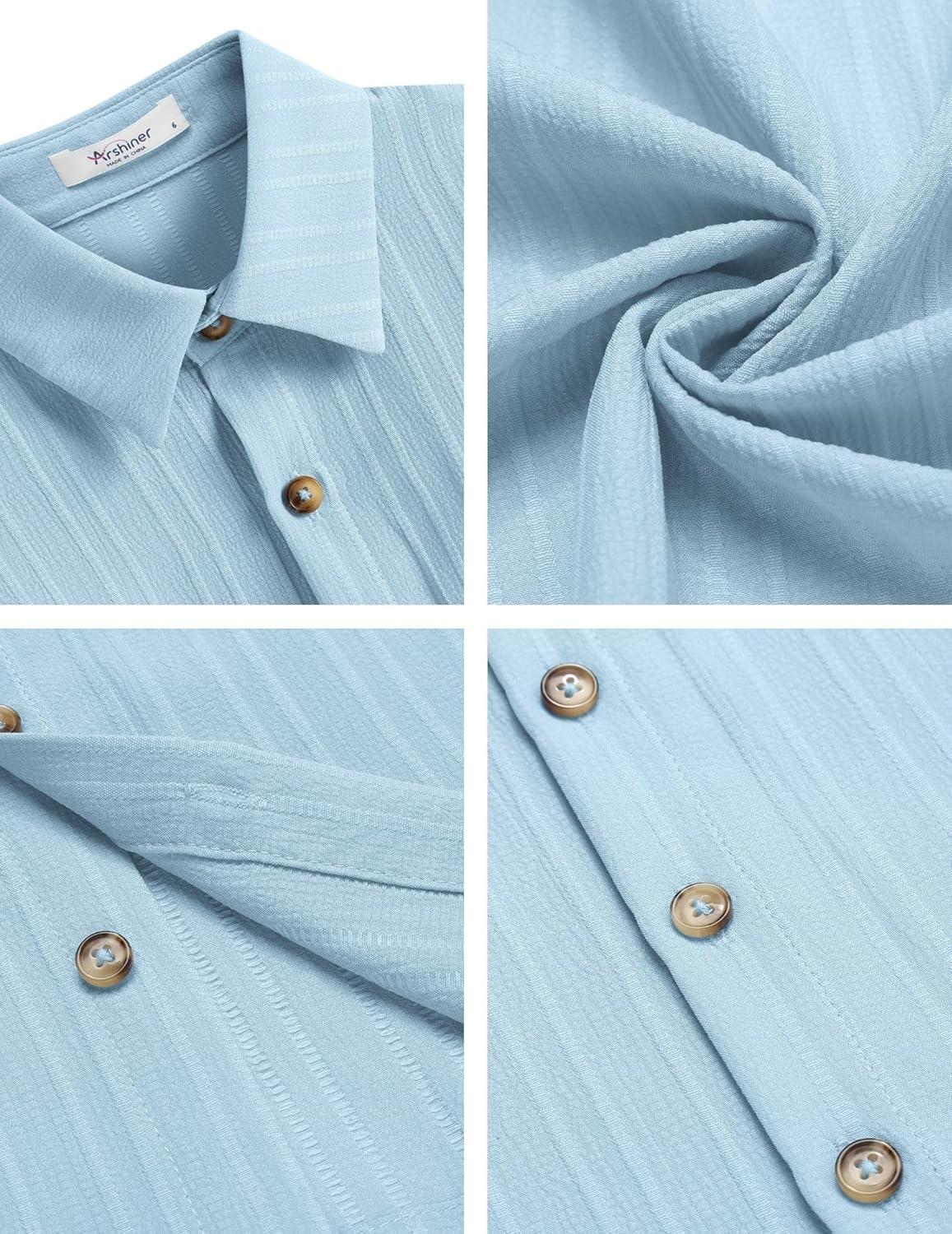 image:imageArshiner Boys Blue Button Down Shirt Casual Short Sleeve Summer Beach Shirt Size 161112years