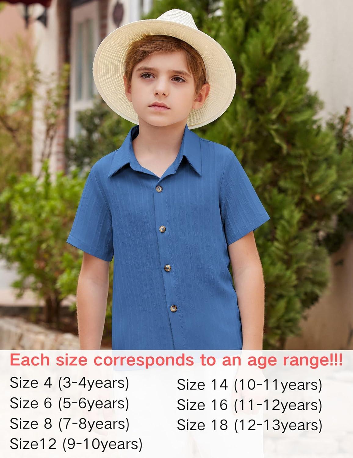 image:imageArshiner Boys Button Up Shirts Casual Blue Summer Beach Shirts Size 12 910years