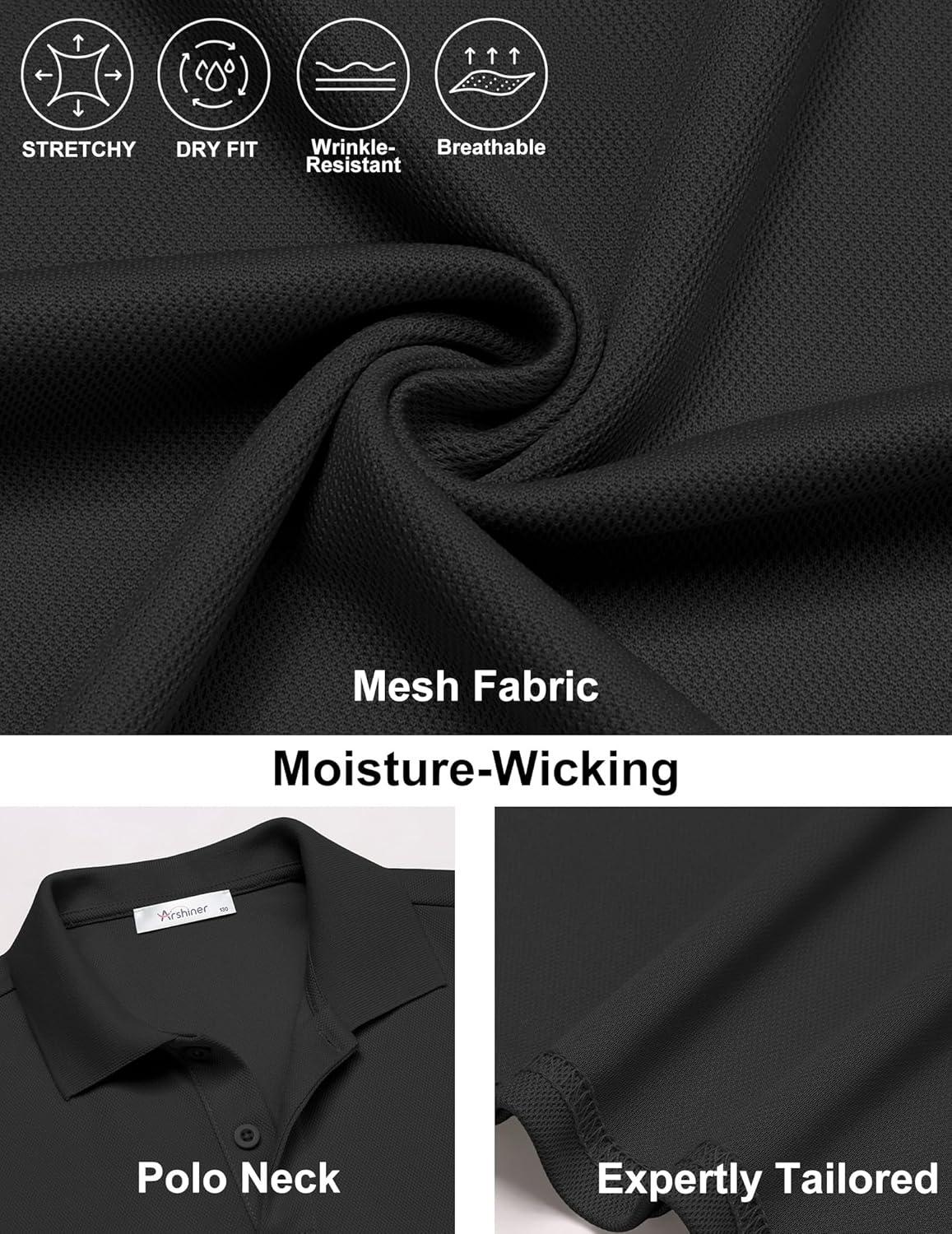 image:imageArshiner Boys Golf Polo Shirt Uniform Short Sleeve Button Collared Tee Casual Performance Active T Shirt Size 413 YearsBlack