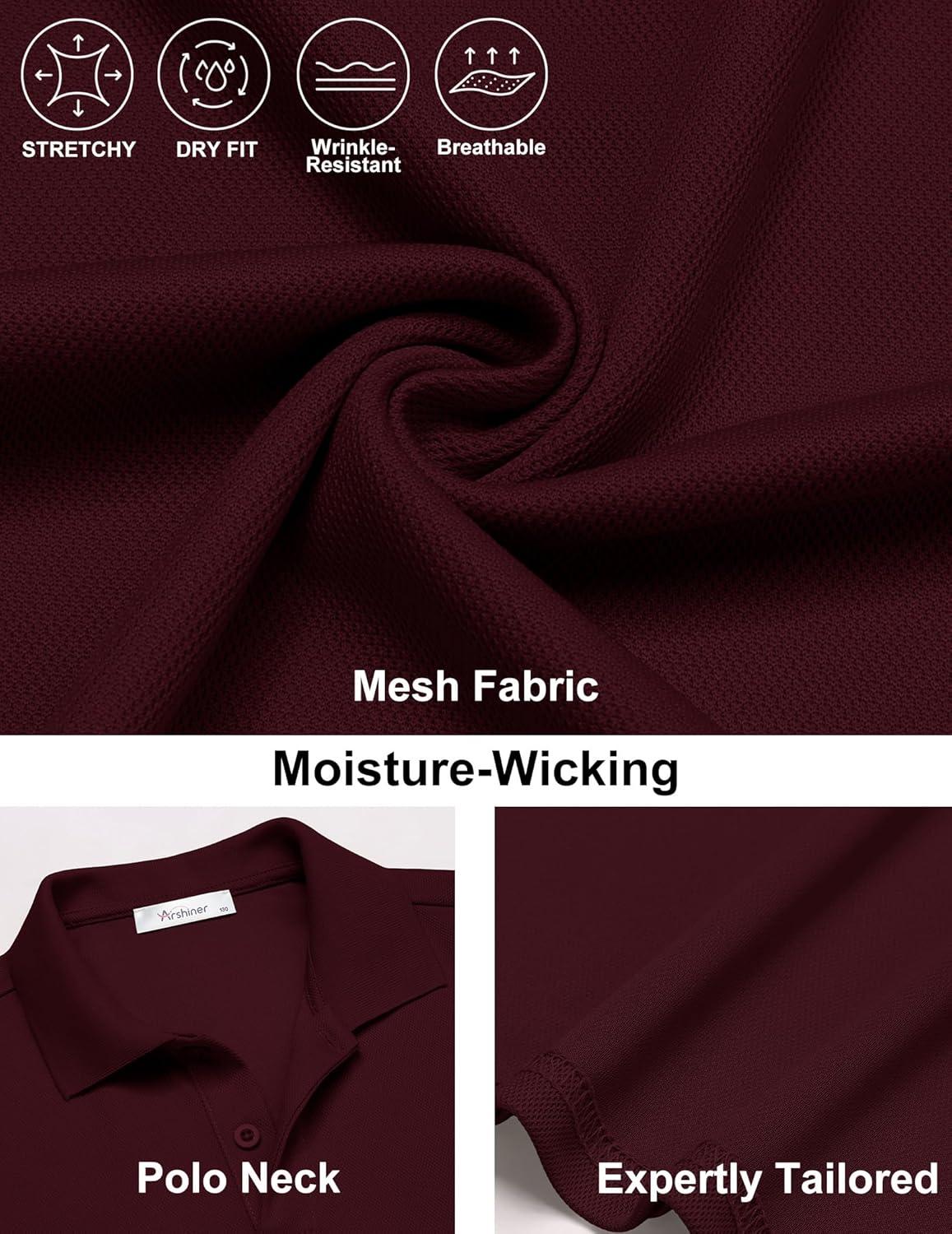 image:imageArshiner Boys Golf Polo Shirt Uniform Short Sleeve Button Collared Tee Casual Performance Active T Shirt Size 413 YearsDark Red