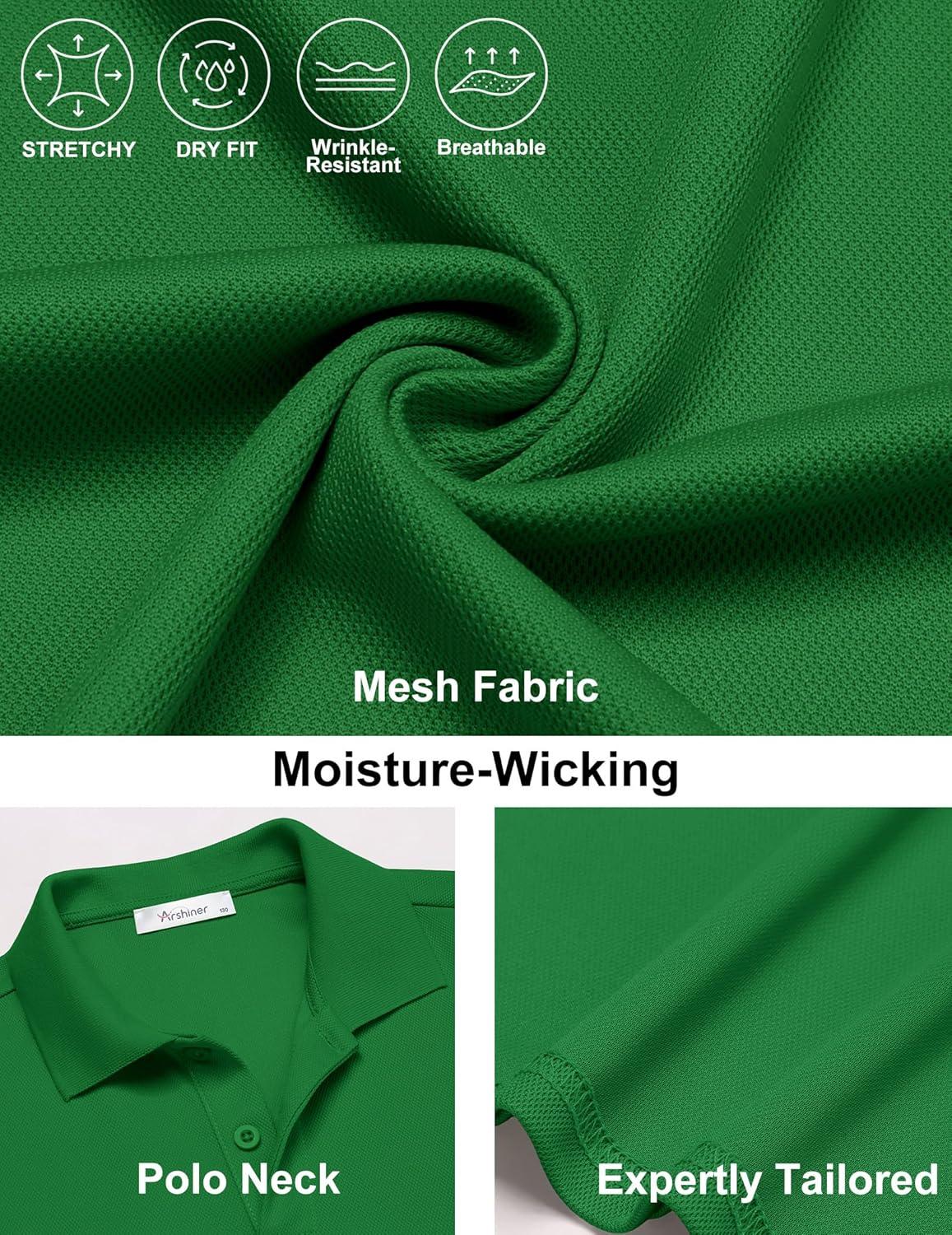 image:imageArshiner Boys Golf Polo Shirt Uniform Short Sleeve Button Collared Tee Casual Performance Active T Shirt Size 413 YearsEmerald Green