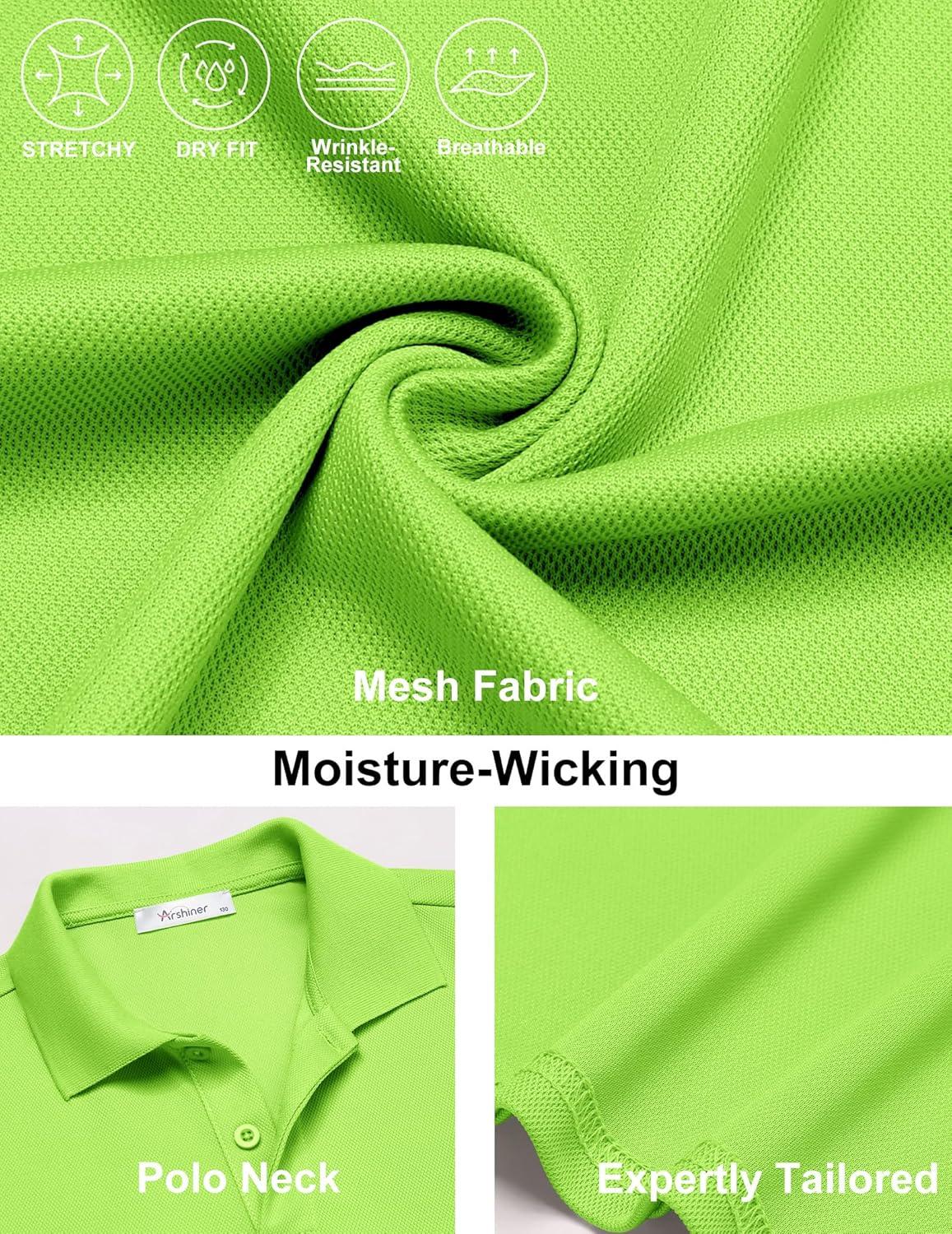 image:imageArshiner Boys Golf Polo Shirt Uniform Short Sleeve Button Collared Tee Casual Performance Active T Shirt Size 413 YearsLime Green