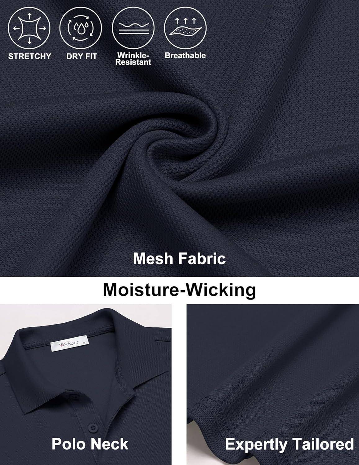 image:imageArshiner Boys Golf Polo Shirt Uniform Short Sleeve Button Collared Tee Casual Performance Active T Shirt Size 413 YearsMidnight Blue