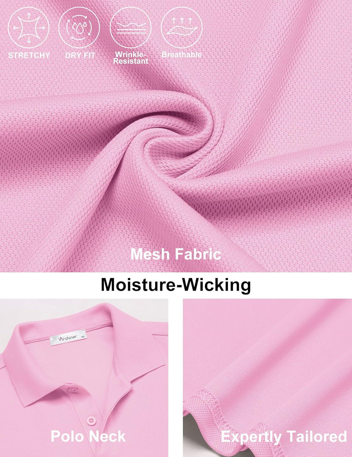 image:imageArshiner Boys Golf Polo Shirt Uniform Short Sleeve Button Collared Tee Casual Performance Active T Shirt Size 413 YearsPink