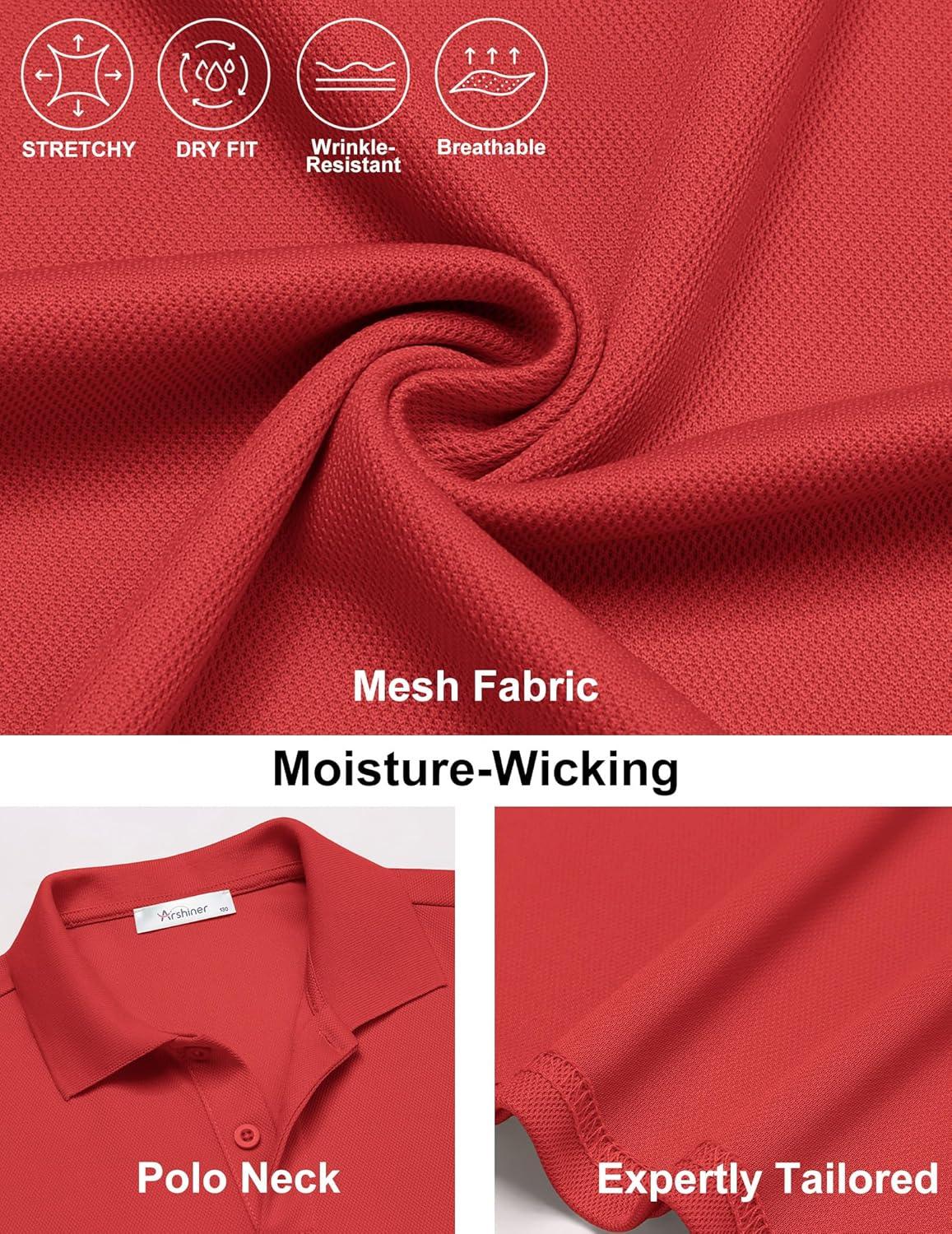 image:imageArshiner Boys Golf Polo Shirt Uniform Short Sleeve Button Collared Tee Casual Performance Active T Shirt Size 413 YearsRed