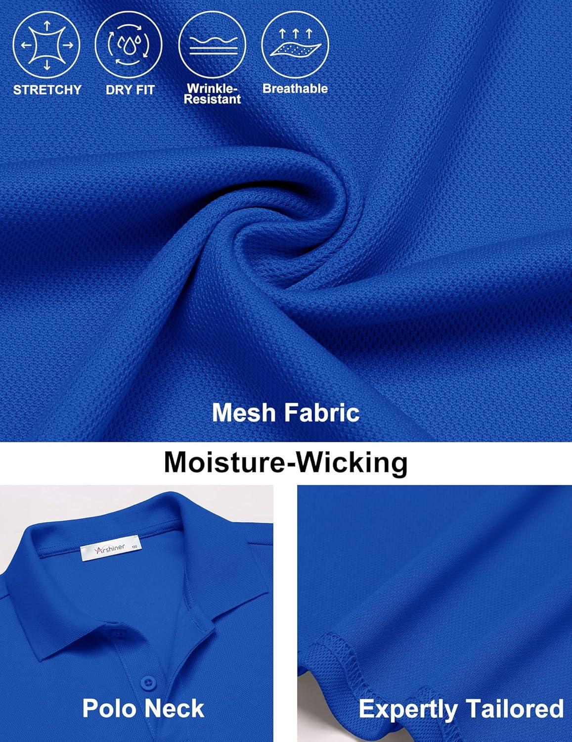 image:imageArshiner Boys Golf Polo Shirt Uniform Short Sleeve Button Collared Tee Casual Performance Active T Shirt Size 413 YearsRoyal Blue