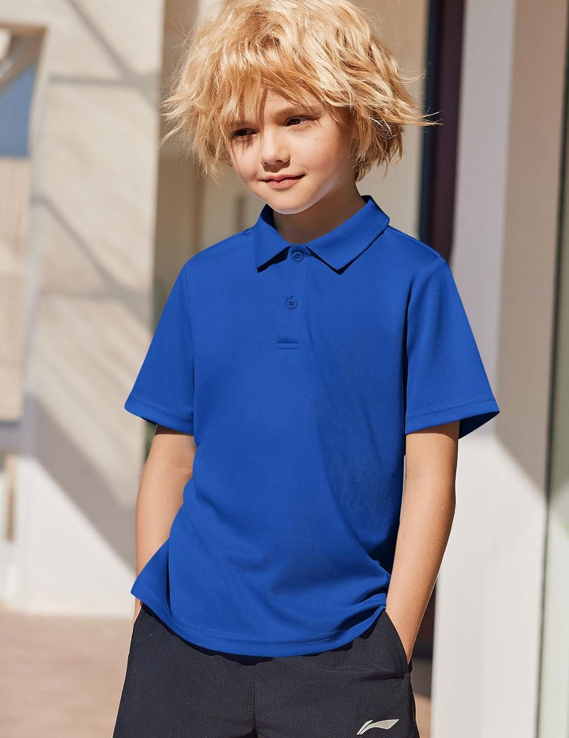 image:imageArshiner Boys Golf Polo Shirt Uniform Short Sleeve Button Collared Tee Casual Performance Active T Shirt Size 413 YearsRoyal Blue