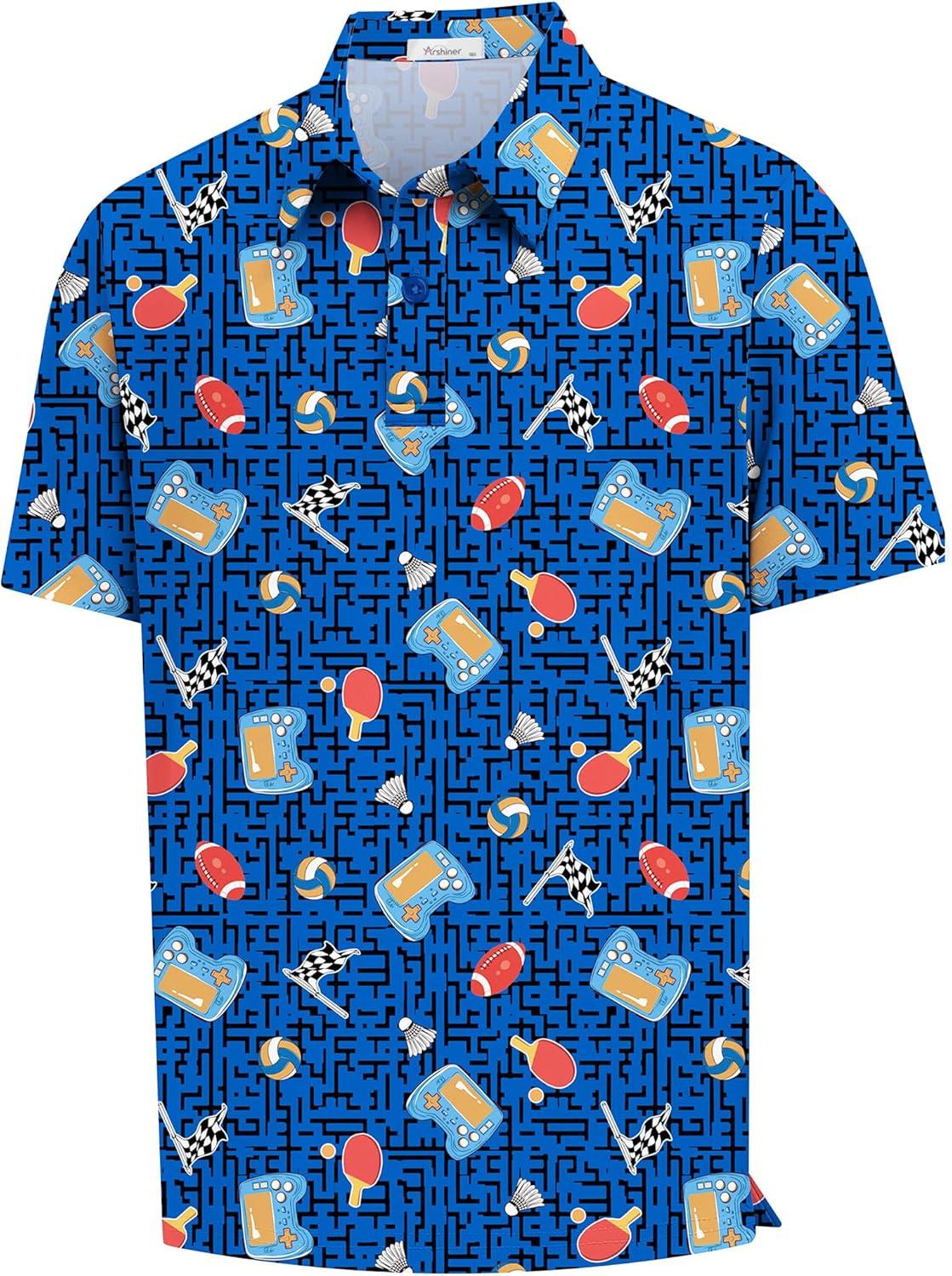 image:imageArshiner Boys Polo Shirt Golf Stripe Short Sleeve Button Performance Sport Collared Shirts for Kids Size 412 YearsGame Console