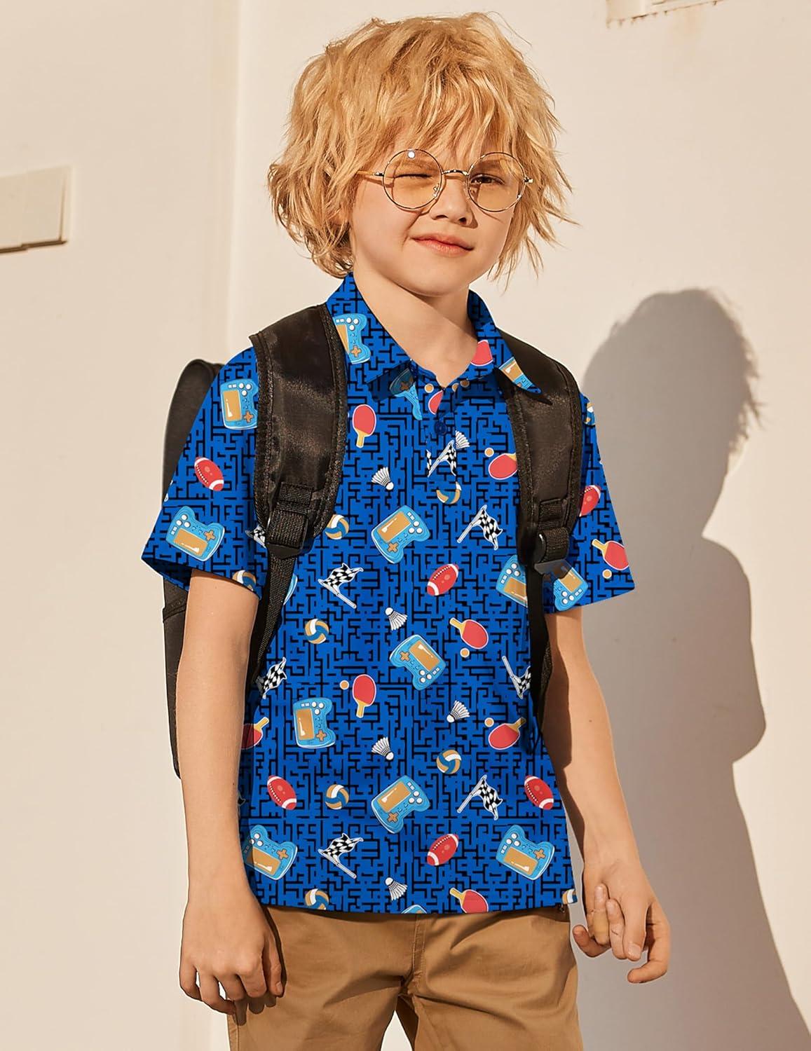 image:imageArshiner Boys Polo Shirt Golf Stripe Short Sleeve Button Performance Sport Collared Shirts for Kids Size 412 YearsGame Console