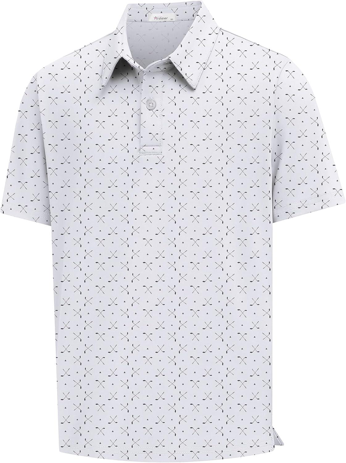 image:imageArshiner Boys Polo Shirt Golf Stripe Short Sleeve Button Performance Sport Collared Shirts for Kids Size 412 YearsGolf Crossed Clubs