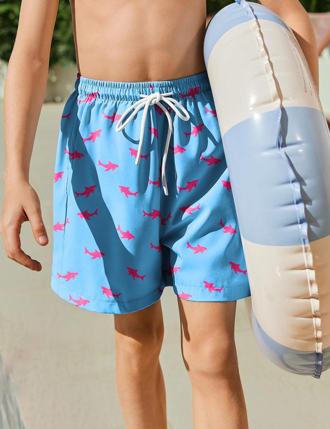 image:imageArshiner Boys Swim Trunks Quick Dry Bathing Suit Boys Swim Shorts Stretch Swimsuit 614 YearsShark Aqua Green Red