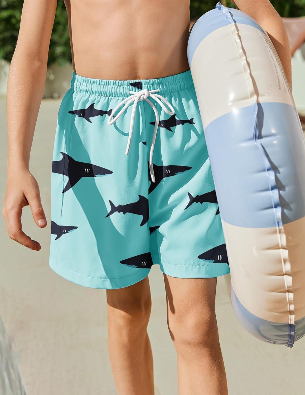 image:imageArshiner Boys Swim Trunks Quick Dry Bathing Suit Boys Swim Shorts Stretch Swimsuit 614 YearsShark Green