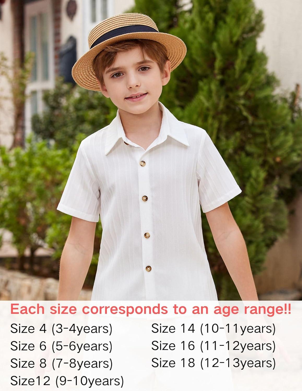 image:imageArshiner Boys White Button Down Shirt Short Sleeve Boys Summer Outfits Size 14 89years
